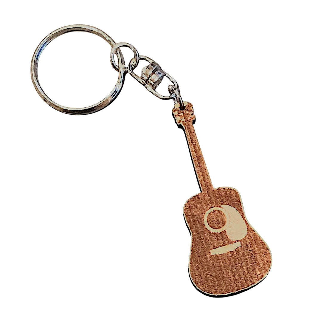 Guitar Laser Cut Wooden Key Chain