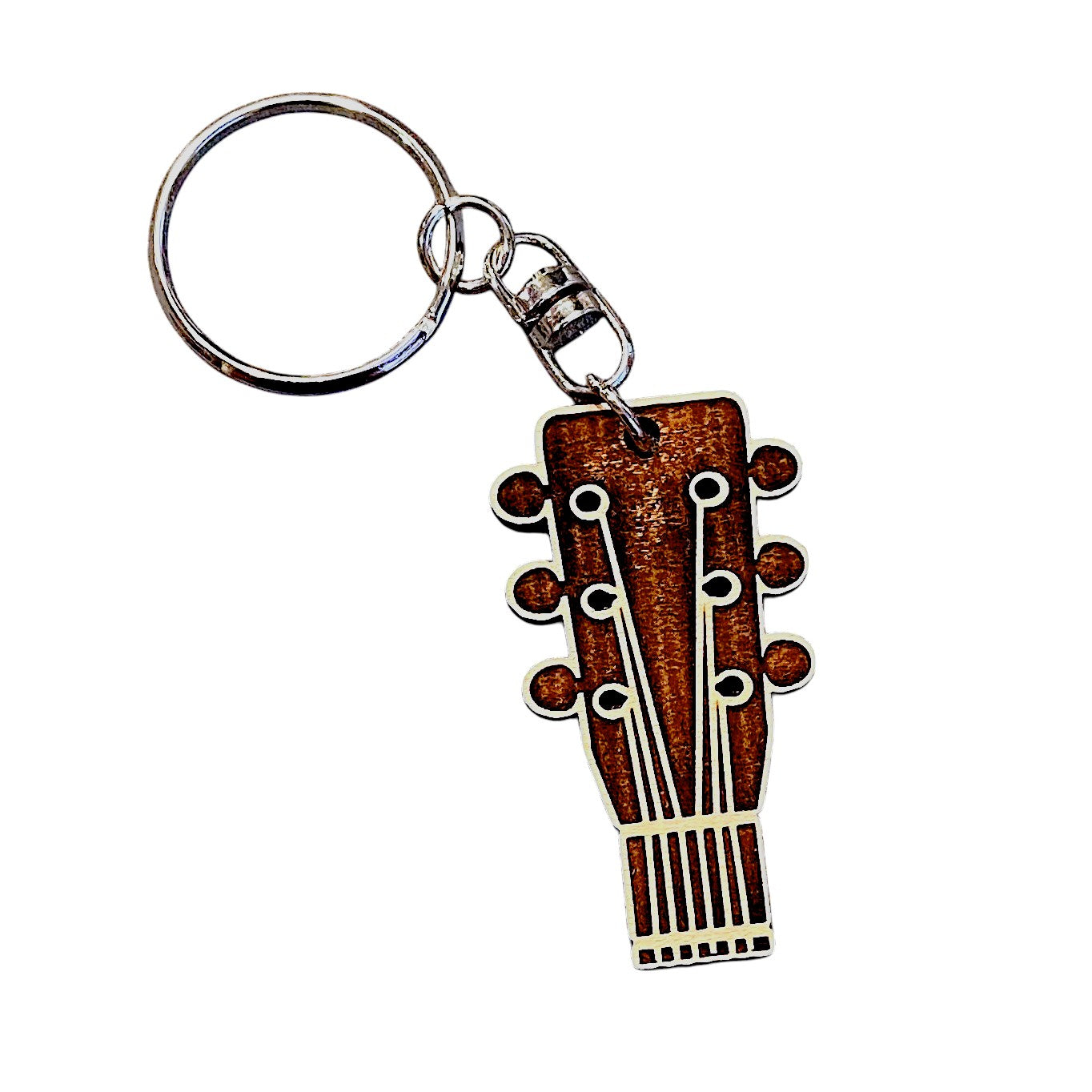 Guitar Head Laser Cut Wooden Key Chain