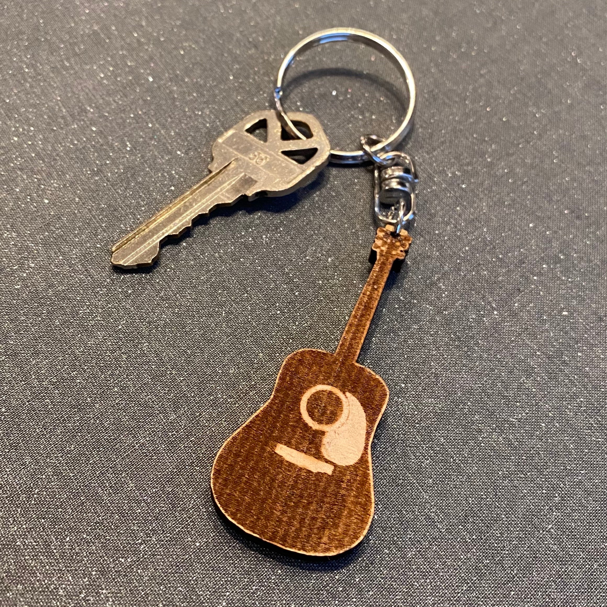 Guitar Laser Cut Wooden Key Chain