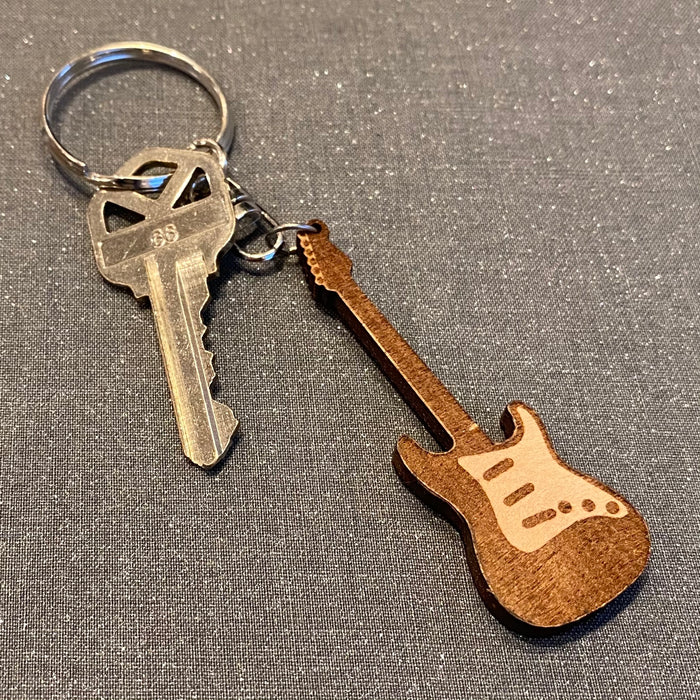 Guitar Laser Cut Wooden Key Chain